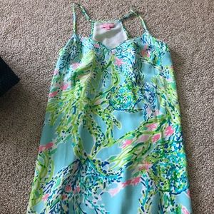 Lily Pulitzer dress, blue and green slip style